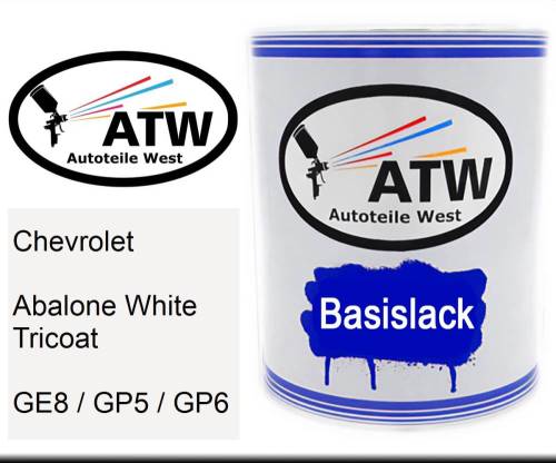 Chevrolet, Abalone White Tricoat, GE8 / GP5 / GP6: 1L Lackdose, von ATW Autoteile West.
